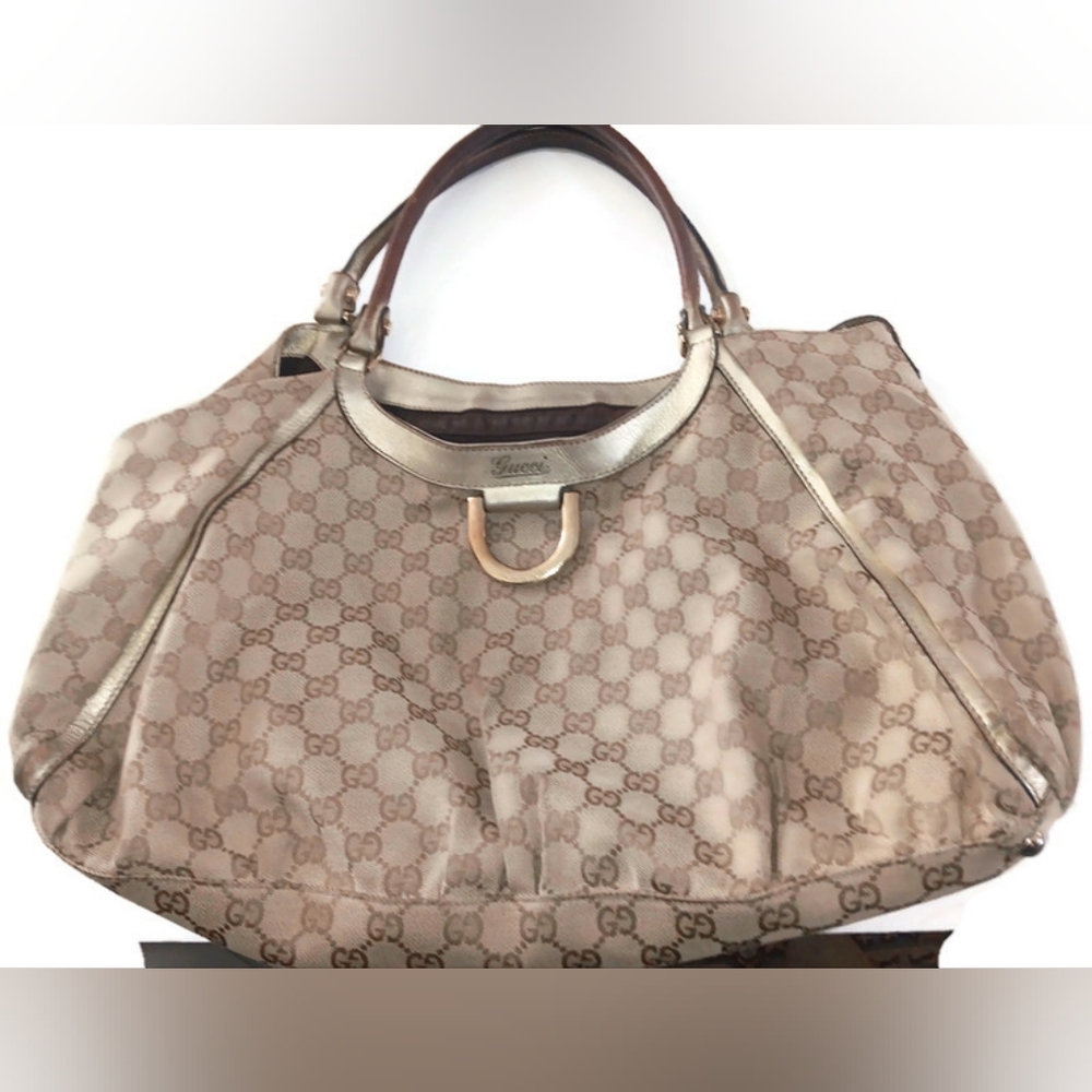 Gucci GG VERY RARE, HARD TO PREOWNED handbag,12 X 17", Brown/Tan,